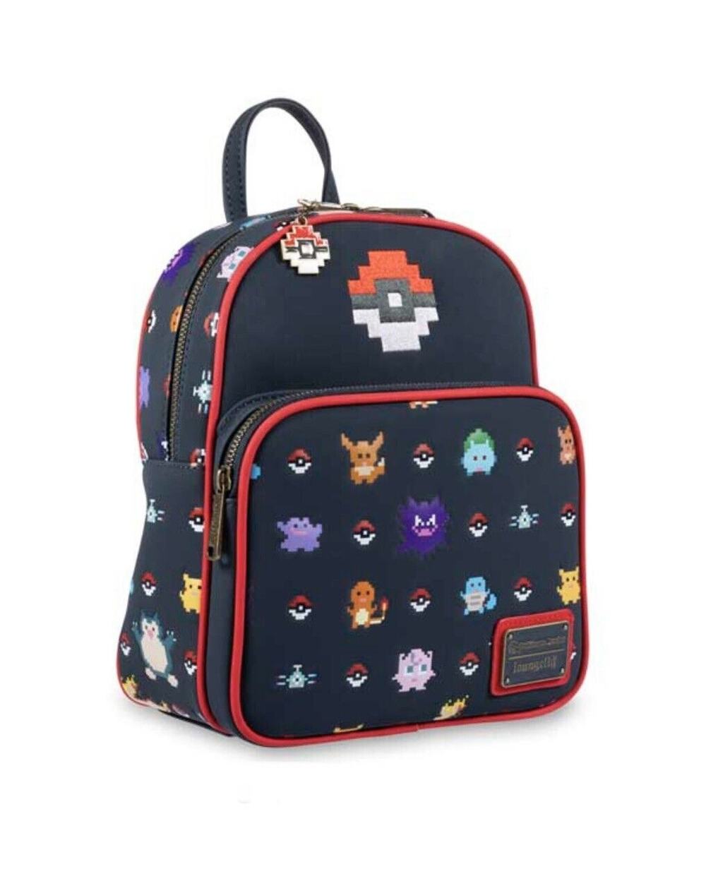 Loungefly Pokemon Mini Backpack Bag Embroidered Poke Ball NWT Pixelated Art 2021